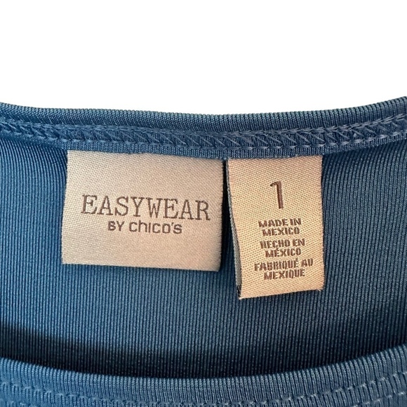 Easywear by Chico's Size 1/US 8/M Slinky Asymmetrical Work Travel Side slit Top - Picture 9 of 16